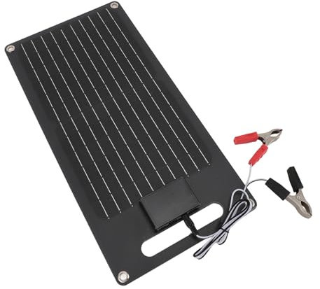 AUNMAS Charger Solaire, 50W 12V Panneau Solaire à Haute efficacité en Silicium ABS avec une Double Cellule Solaire pour Téléphone Mobile, sur le Toit, Camping en Plein Air et RV