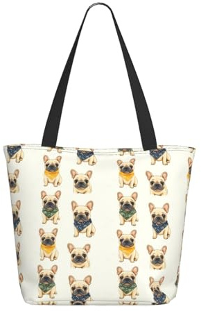 Reisetasche für Damen, für die Arbeit, modisch, leicht, niedlich, mit Mops-Motiv, Schultertasche für Krankenschwestern, Strandtasche für Damen, große Tasche mit Reißverschluss