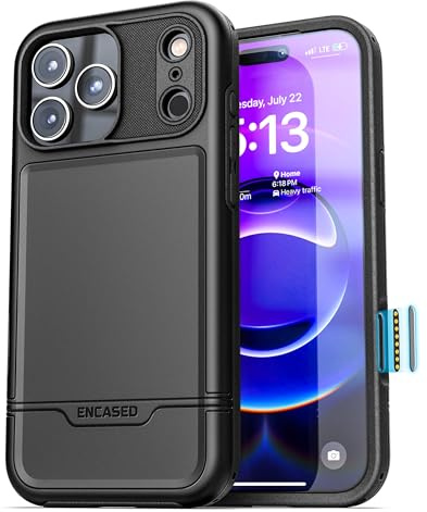 ENCASED for iPhone 17 Pro Max Case with Camera Control Capture Button (Rebel Armor) Heavy-Duty Protective Phone Case (Compatible with MagSafe) Black