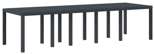 Makastle Ausziehbarer Gartentisch, Rechteckiger Terrassentisch mit Metallrahmen für Balkon, Terrasse, Hinterhof, Wasserdicht, 300x100x73 cm Anthrazit Poly-Rattan