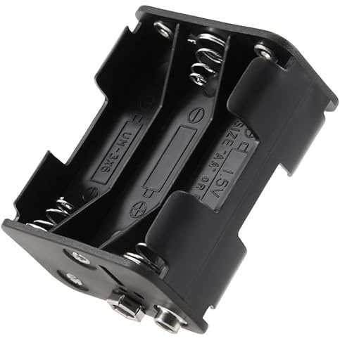 Aboiledy Battery Case Box 6 x 1.5 V AA Battery Holder Case Black, Plastic Battery Storage Box with Spring Buckle