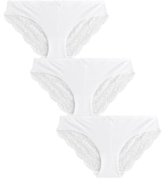 NEXT Damen Brazilian 3 STK. Nahtlose Slips mit Rückenspitze, Brazilian Weiß 40