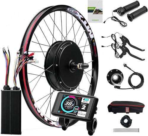 72V 5000W Hinterradmotor-Kit UKC1 Farbdisplay Geschwindigkeit 100 km/h, W/100A 3-Modus Intelligenter Controller DIY Elektro-Mountainbike-Umbausatz mit PAS, Drehgasgriff 24,72V5000W