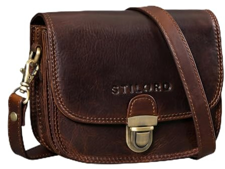 STILORD Maribel Mini Umhängetasche Damen Leder Handtasche Klein Echtleder Clutch Damentasche Vintage Ledertasche Crossbody Bag Schultertasche mit Abnehmbaren Gurt Farbe:schwarz