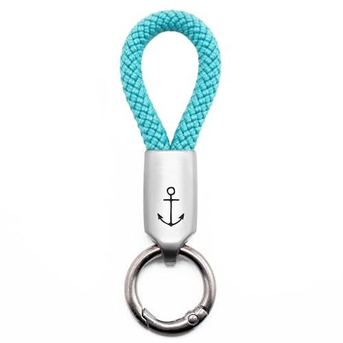 GIPFELWELLE Edelstahl Schlüssel Anhänger Kette Ring Paracord mit Gravur, Segeltau handgemacht, Damen Herren