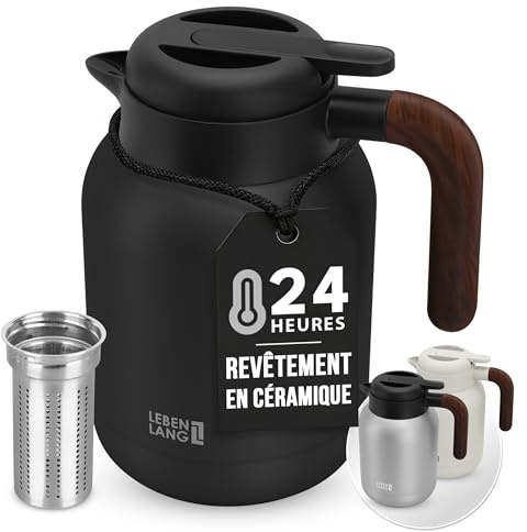 LEBENLANG Thermoskanne 1,5L Keramikbeschichtung - Inkl. Teesieb I 24h Heiß | Kaffeekanne Kaffee & Teekanne mit Siebeinsatz I Thermo Isolierkanne Tee Termoskakanne Thermoskannen 1 5 Liter