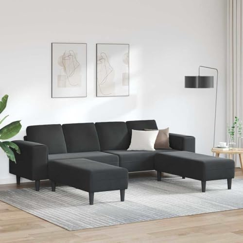 NIVVHOH Sofa Set Schwarz Samt Couch für Wohnzimmer und Wohnlandschaft
