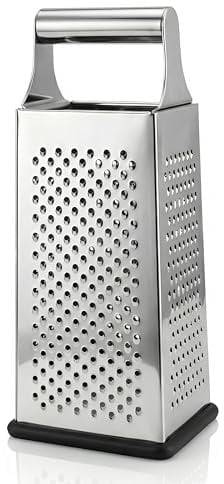 Arendo - 4 Seitige Küchenreibe aus Edelstahl – Vierkantreibe mit rutschfestem Boden – Reibe für Gemüse Obst Gemüse Käse uvm. – Praktische Gadgets für die Küche