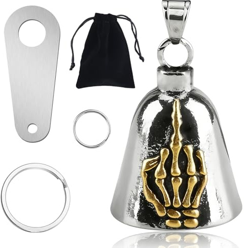 EZVEZS Guardian Bell,Motorrad Glocke Glücksbringer,Biker Bell,Motorrad Glöckchen Engel,Motorradglocke mit Schlüsselanhänger&Aufbewahrungstasche,Motorradglocke Schlüsselanhänger Bells für Motorrad
