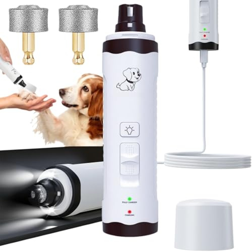 MEIION Hiwoof Smooth Groom - Lima Elettrica per Cani Silenziosa, Lima Unghie Cani Piccoli e Grandi, Lima per Unghie silenziosa con Luce LED