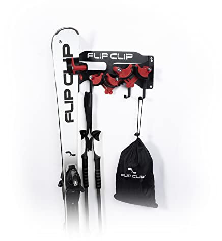 Flip Clip Triple | Universalhalterung | Skihalterung | Snowboardhalterung | Wandhalterung | Gerätehalter | Werkzeughalterung | Aus Stahl, Aluminium und Glasfaserverstärktem Kunststoff (Rot)