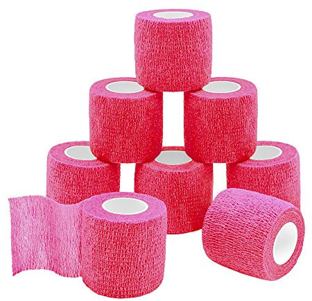QiGui 8 Rollen Selbsthaftende Cohesive Bandage Haftbandage Verband Fixierverband elastische Binde Pflasterverband Für Finger, Hand, Zehen Und Füße 5cm X 4.5m (Rosa)