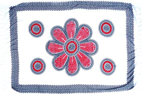 GURU SHOP Bali Sarong, Wandbehang, Wickelrock, Sarongkleid - Weiß/rot, Herren/Damen, Synthetisch