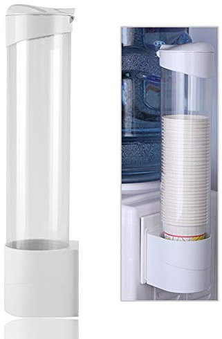 Porte-gobelet d'eau Mural, Distributeur de Gobelet Jetable Fixé au Mur, Distributeur de Tasse d'eau en Plastique Anti-poussière pour des Tasses et des Cônes de Papier Biodégradables 7.5cm 50 Tasses