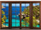 Runa Art Fototapete Fenster zum Meer Modern Vlies Wohnzimmer Schlafzimmer - Made in Germany - 308 x 220 cm Grün Braun 9363010c