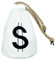 Boland 54341 - Weißer Geldsack, mit Dollar-Zeichen und goldfarbenen Kordeln, Größe circa 29 x 20 cm, Accessoire, Kostüm, Karneval, Mottoparty
