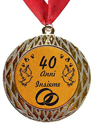 Larius Group Medaille Geschenk 40. Gemeinsame Jahre oder der Wunschtext – Hochzeitstag | Geschenk für Geburtstag, Weihnachten, Event, Wettbewerb, Hochzeit (mit Band)