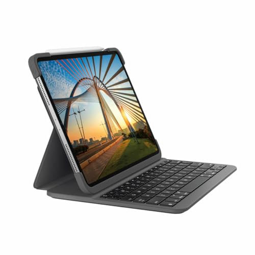 Logitech SLIM FOLIO PRO Bluetooth-Tastatur-Case mit Hintergrundbeleuchtung für iPad Pro 11 Zoll (1. und 2. Generation) (Modell: A1980, A1934, A1979, A2013), Spanisches QWERTY-Layout, Grafit