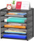 Samstar Desk File Organiser, 5 Tier Paper Organiser Letter Filing Tray File Racks Paper Storage Shelves, Black