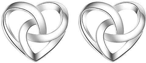 LÖB Damen Ohrstecker 925 Silber Stecker mit Herz Brezel Infinity Knoten Oktoberfest Dirndl Tracht Ohrringe Modern Schlicht Set
