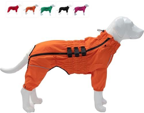 wasserdichte Hundejacke, leichte reflektierende Sicherheits-Hunderegenjacke, Winddichte und schneesichere Hundeweste für kleine, mittelgroße und große Hunde. Orange XS