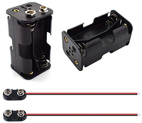 SDTC Tech 2-Set 4X 1.5V AA Battery Holder and I Type Snap Connector Kit 6 Volt Thicken Plastic Battery Case Box