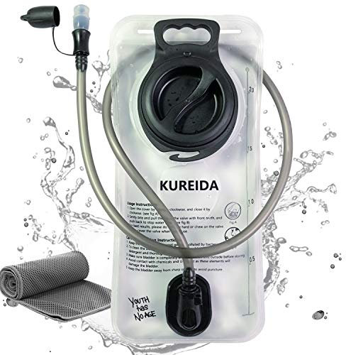 KUREIDA Trinkblase 2 Liter auslaufsicherer Wasserspeicher, BPA-frei, breite Öffnung, Militär-Wasserblase kombiniert mit Trinkrucksäcken für Radfahren, Wandern, Laufen, Camping, Klettern, Weiß