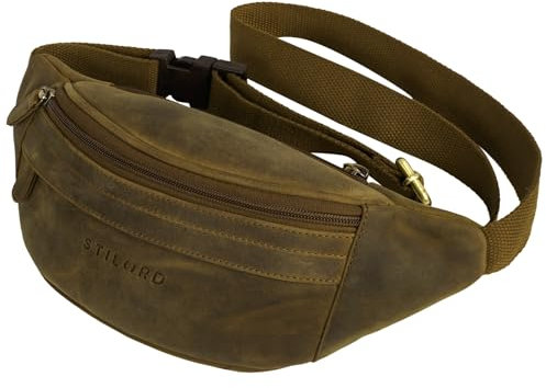 STILORD 'Terry' Bauch Tasche Leder Vintage Hüfttasche für Herren Damen Belt Bag für Jogging Festival Urlaub Handy Gürteltasche Umschnalltasche Echtleder, Farbe:mittel - braun