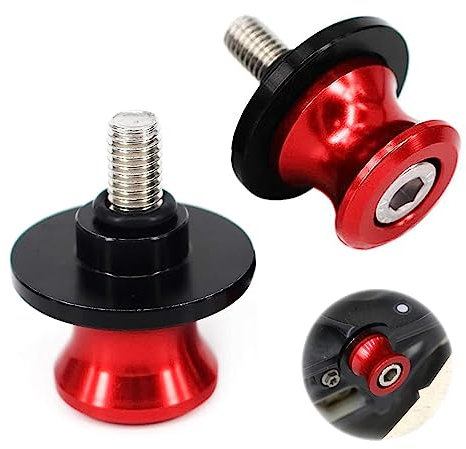 2 Piezas Diábolos Moto Basculante Bobina de Deslizadores Tornillo del Soporte M8 Moto CNC Aluminio del Soporte Slider Accesorios Apto para Suzuki GSX R 600 750 1000 2001 – 2014, Rojo
