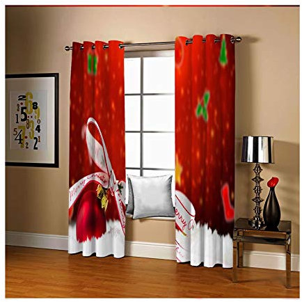 Daesar Schlafzimmer Vorhänge Gardinen Verdunkelung, Fenstervorhang Blickdicht Jugendzimmer 274x214CM Vorhänge Ösen Wohnzimmer Modern 2er Set Weihnachtskugel Knot