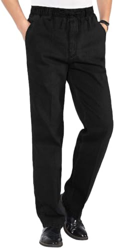 COOFANDY Herren Jeans Straight Schlupfhose Schlupfjeans Regular Fit Stretch Jeanshose Männer Denim Bequeme Hosen Gummibund mit Kordelzug Schwarz XXL