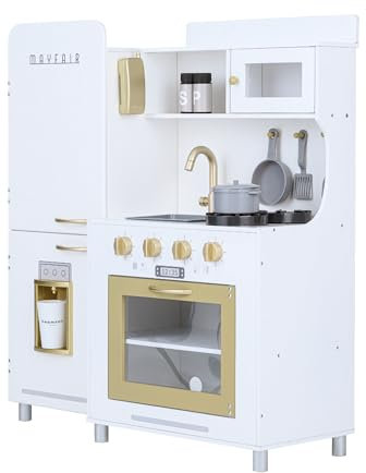 Teamson Kids Mayfair Cocina Juguete De Madera & 11 Accesorios, Blanco TD-13302D