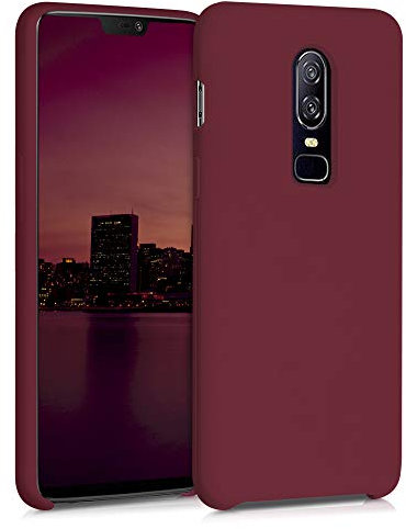 kwmobile Hülle kompatibel mit OnePlus 6 Hülle - Silikon Handy Case - Handyhülle weiche Oberfläche - kabelloses Laden - Rhabarber Rot