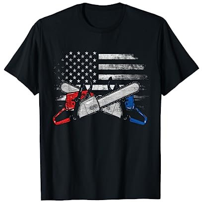 Drapeau USA Cadeau Pour Un Forestière Tronçonneuse Bûcheron T-Shirt