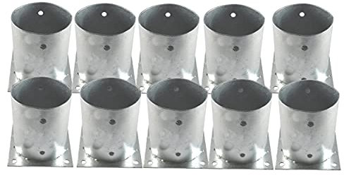 10 Stück EXCOLO Pfostenträger 150mm hoch verzinkt als Bodenhülse für Beton oder festen Untergrund Zaunträger Aufschraubhülsen Hülse Bodenplatte Anker (rund 120 mm)