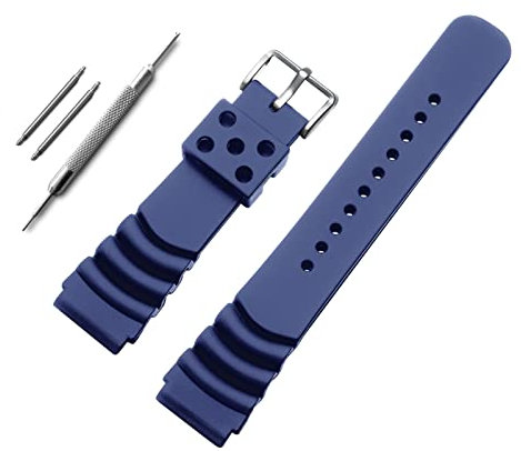 ADDIESDIVE Silikon-Uhrenarmband für Herren, Taucheruhren, Schnellverschluss, Gummiband, Blau, 22 mm