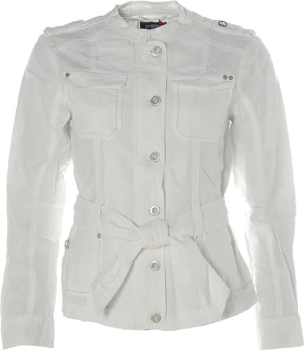ESPRIT Damen Jacke mit Gürtel Leinen (Weiß, 34)