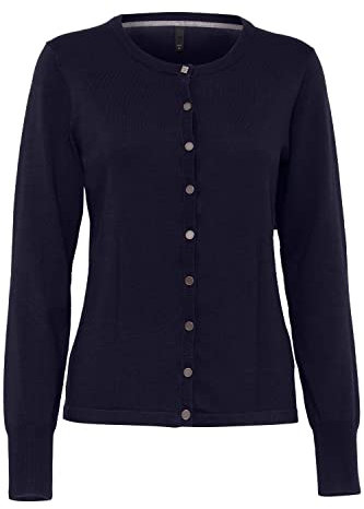 PULZ JEANS PZSARA Damen Strickjacke Feinstrick Cardigan Strickcardigan mit Knopfleiste, Größe:S, Farbe:Blue Marine (5000470)