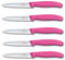 Victorinox Swiss Classic - Juego de cuchillos para verduras (5 piezas, 10 cm, con afilado ondulado), color rosa