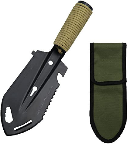 Portable Camping Pelle, Acier Inoxydable Pelle Jardin, 8 en 1Pelle de Survie Multifonction, Mini Portable Pelle de Militaire Pelle Tactique, pour Le Pelle Jardinage, l'extérieur, Survie, Randonnée