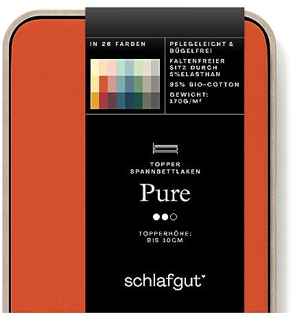 Schlafgut Pure Topper Spannbettlaken 180x200cm bis 200x220cm Red Mid, Spannbetttuch aus weicher Biobaumwolle