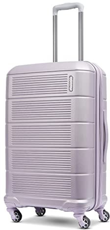 American Tourister Stratum XLT 2.0 - Valigia rigida espandibile con ruote girevoli, Viola foschia, 24-Inch Checked-Medium, Stratum 2.0 - Valigia rigida espandibile con ruote girevoli