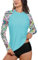 BesserBay Women Summer Swim Swimming SPF Rashguard Surf Sun Guard Sunblock Shirt Blue Totem L