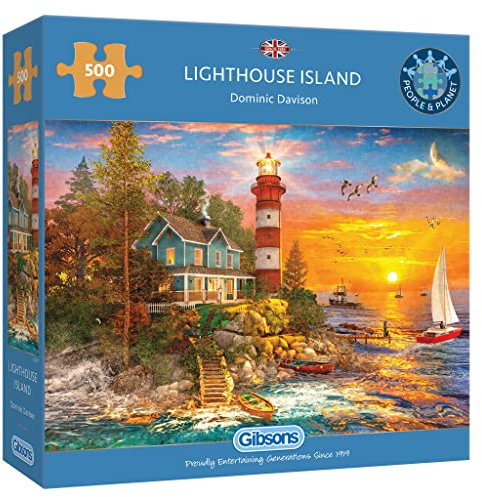Lighthouse Island 500 Teile Puzzle | Nachhaltiges Puzzle für Erwachsene | Premium 100% recyceltes Brett | Tolles Geschenk für Erwachsene | Gibsons Games
