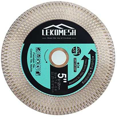 Disque Diamant Carrelage 125x22,23mm LEKOMESH - Lame de Scie Diamant Pour Couper et Meulage Carrelage,Céramique,Marbre,Granit,Pierre Artificielle,Meuleuse D'angle Avec Bord X - Grid