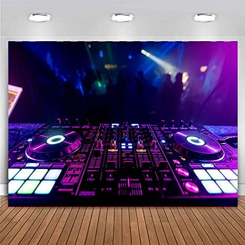 70er 80er Jahre DJ Mixer Disco Ball Dark Hall Tanzfläche Scheinwerfer Geburtstagsfeier Banner Wand Hintergrund Fotografie Hintergrund Kabine 240X180cm