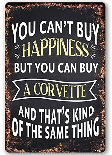 CWEIDP Corvette Signs Corvette Gifts For Men Funny Garage Car Metal Tin Sign Corvette Poster Room Man Cave Decor Room Accessories 8×12 Inch