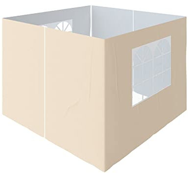 Green Bay Gazebo Side Panels 2.5x2.5m, 4 Pack Replacement Exchangeable Wall Panels with zipper and Window Beige
