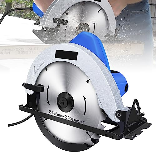 7-1/4 inch Circular Saw Corded Electric Kit Handheld Power Electric Saw Tool 2000W 45-90° Degree Adjustable Cutting Depth for Cutting Wood PVC Ply Board Mental