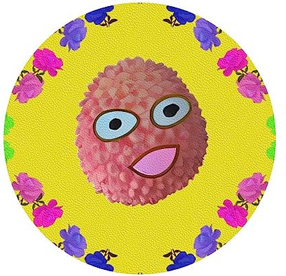 Smiley-Untersetzer aus Litschi-Leder, dekorativ, 6-teiliges Set, fein und weich, leicht zu reinigen, runde Form, 10,2 x 10,2 cm